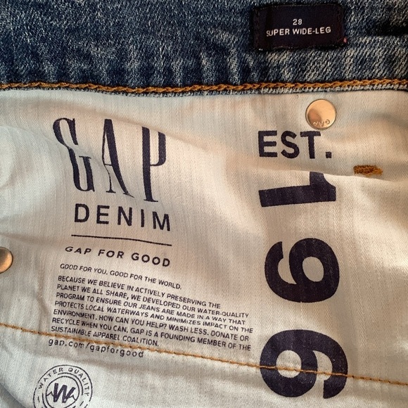 GAP sz 28 High Rise Super Wide-Leg Medium Indigo Crop Women’s Jeans - Picture 6 of 8
